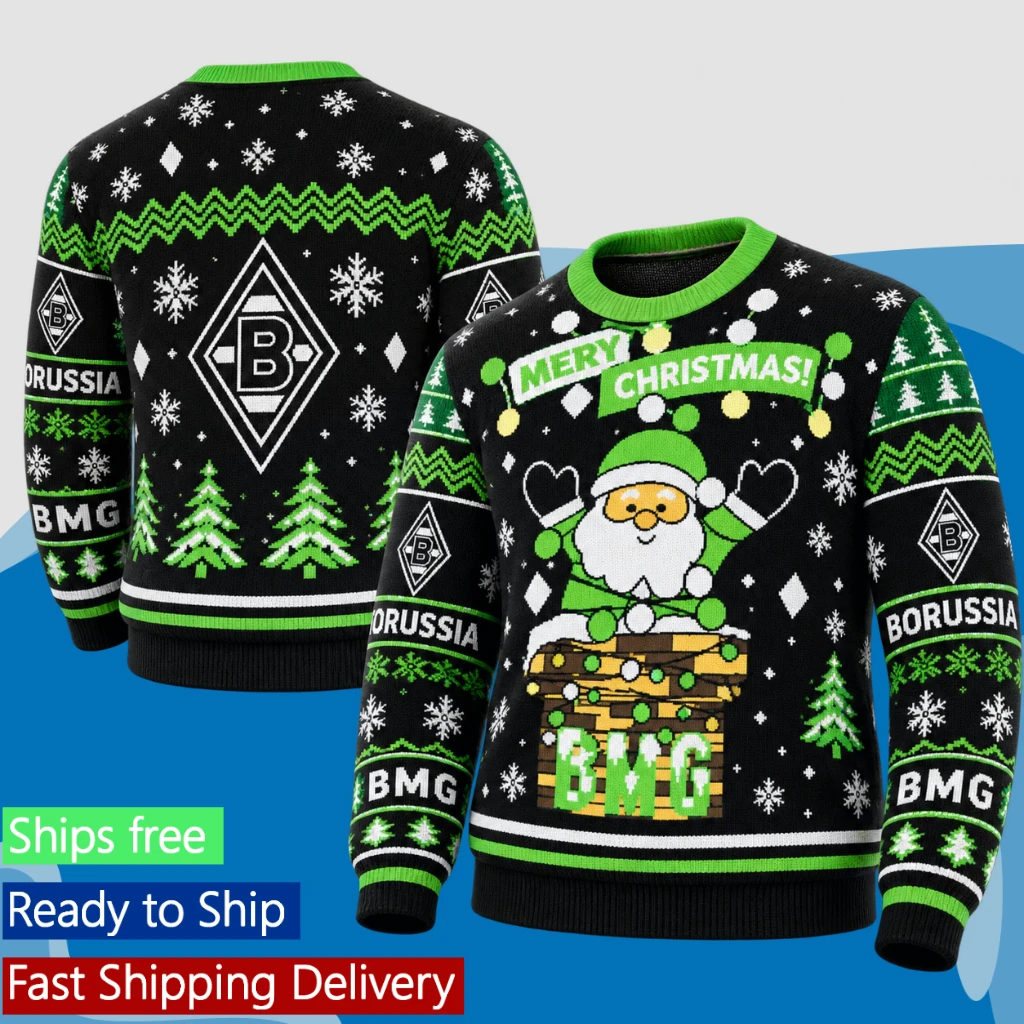 Borussia Monchengladbach Merry Christmas Santa Claus Sweater