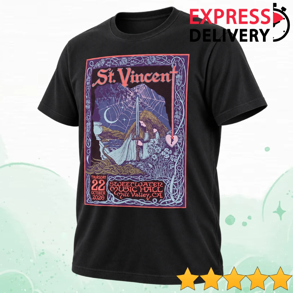 St. Vincent Sweetwater Music Hall Mill Valley Concert Poster T-Shirt October 22 2026